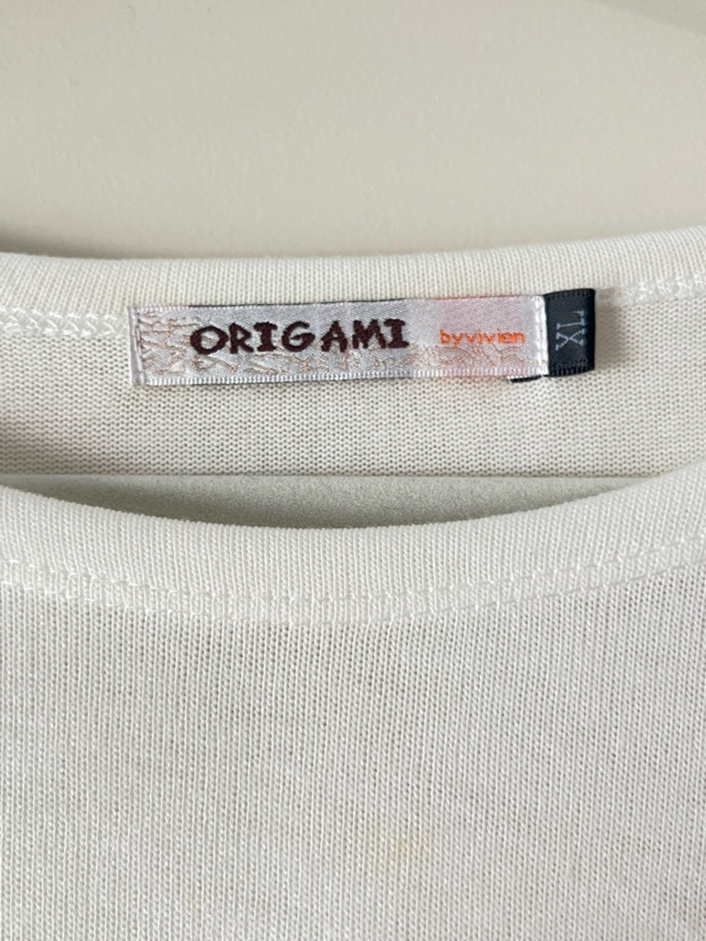 Origami Ivory Cotton Crewneck Short Sleeve Tee - White - Picture 2 of 5